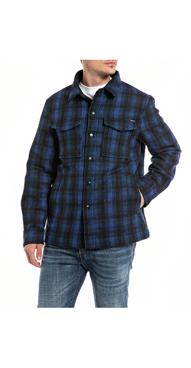 ブラッシュドウーレンチェックのシャツジャケット｜REPLAY リプレイ公式通販サイト